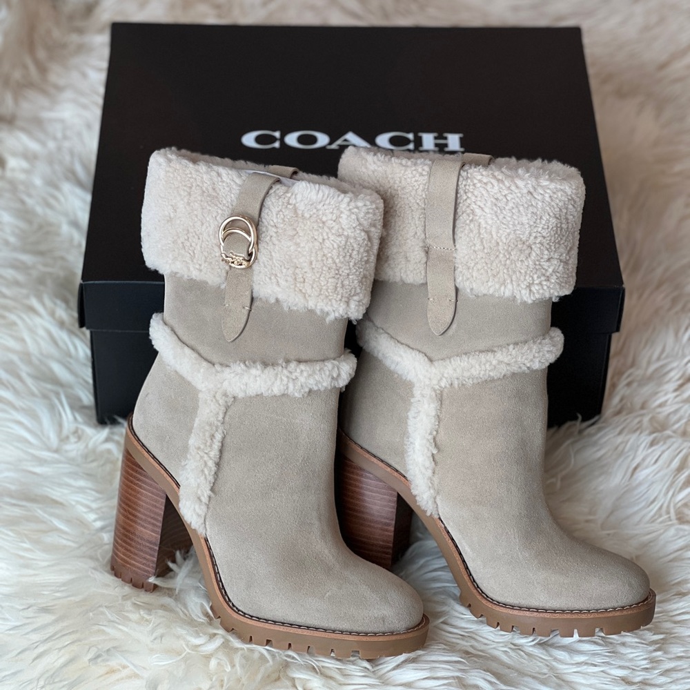 Coach Harlie Suede Bootie Real Sheepskin